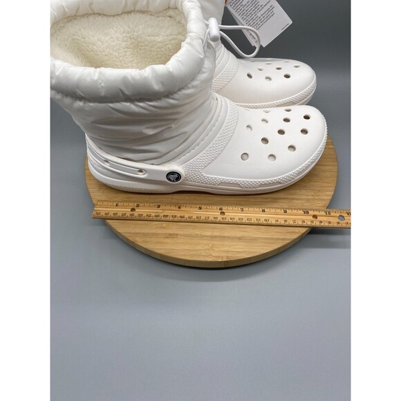 Crocs Mule Faux Fur Lined Boot Shoes White Pull On Lined Clogs 206630 Mens 10 - Picture 13 of 15